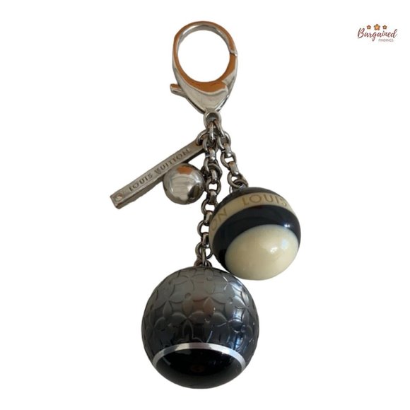 Authentic LOUIS VUITTON Black Silver Mini Lin Croisette Bag Charm - Picture 4 of 10